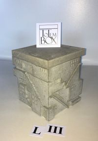 Betonnen box te gebruiken als designobject, urn, tuinurn of buitenurn van beton